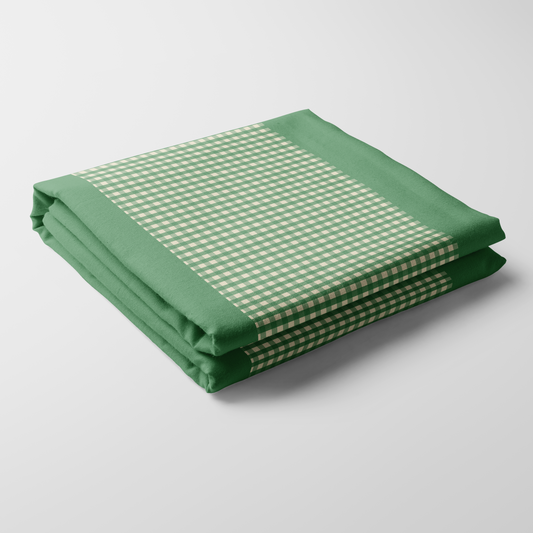 Mini Gingham Tablecloth in Kelly Green - Lightweight Linen