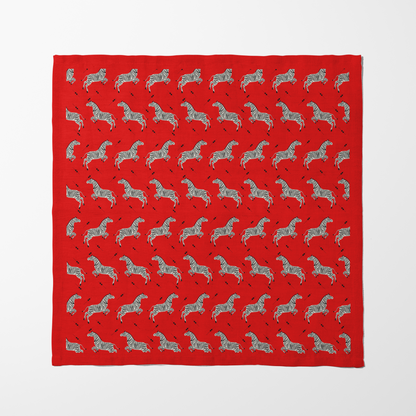 Leaping Zebras Napkin in Red