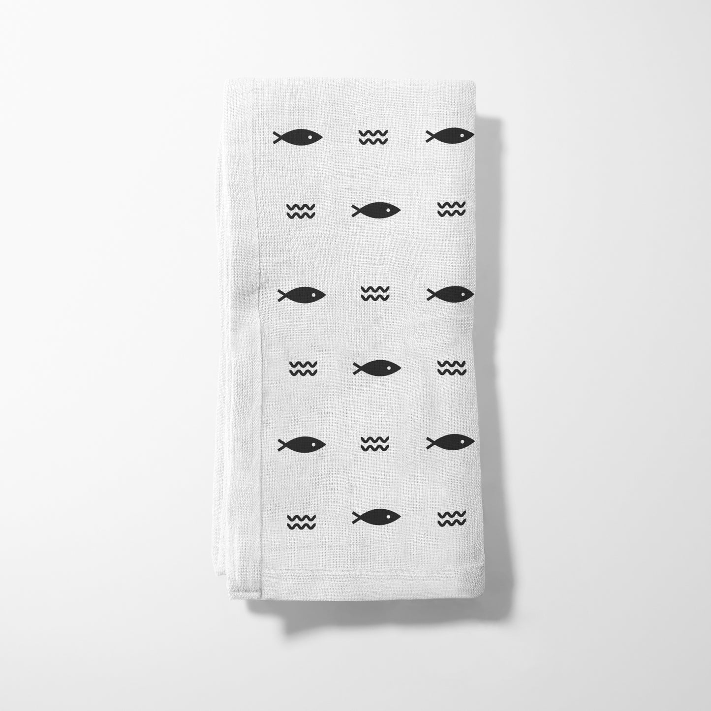 Fish and Waves Napkin in Black