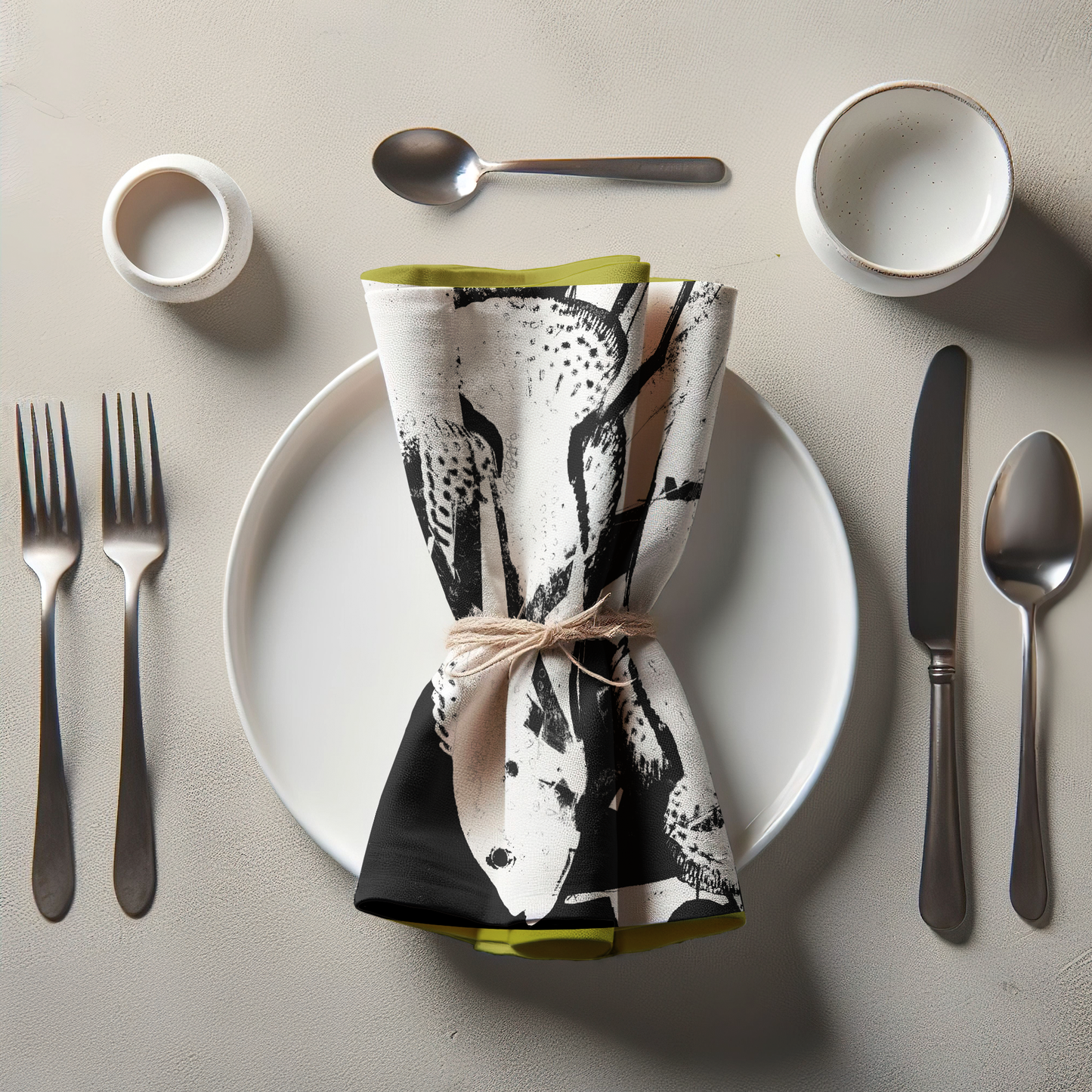 Graphic Fish Napkin in Lightweight Linen