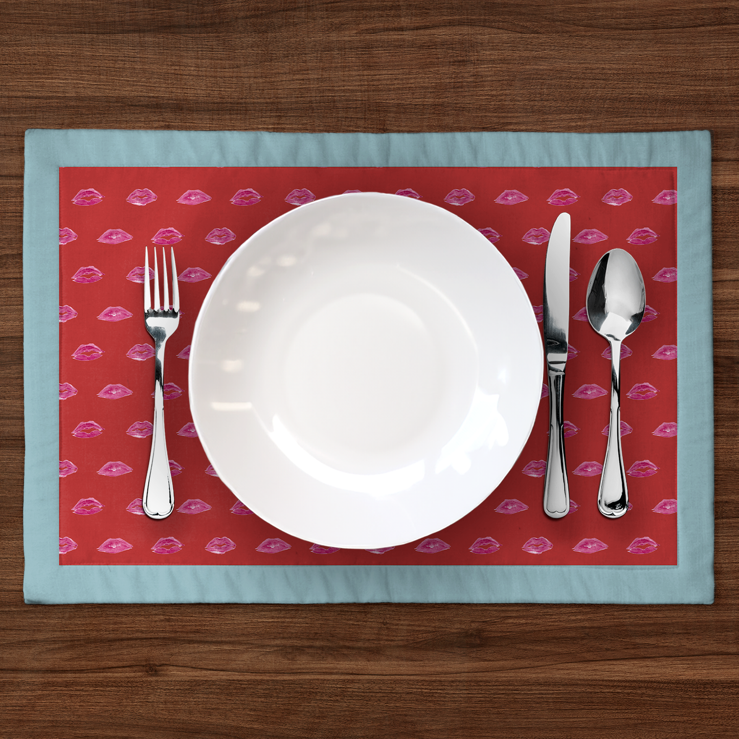 Zebra Red Smooch with Aqua Placemat