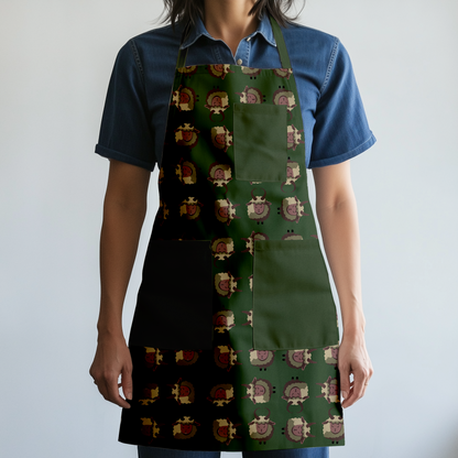 Krampus Full Chef Apron in Dark Green