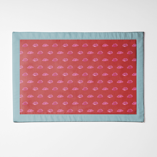 Zebra Red Smooch with Aqua Placemat