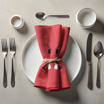 Angry Napkin - Red in Organic Cotton Voile