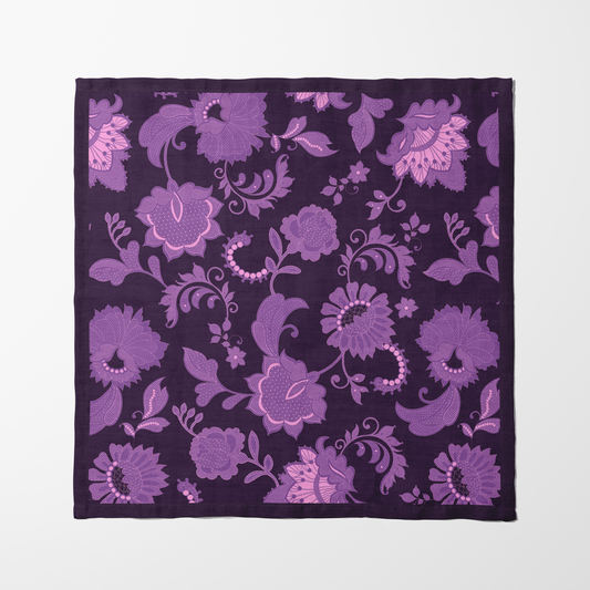 Purple Legacy Lace Napkin in Organic Cotton Voile