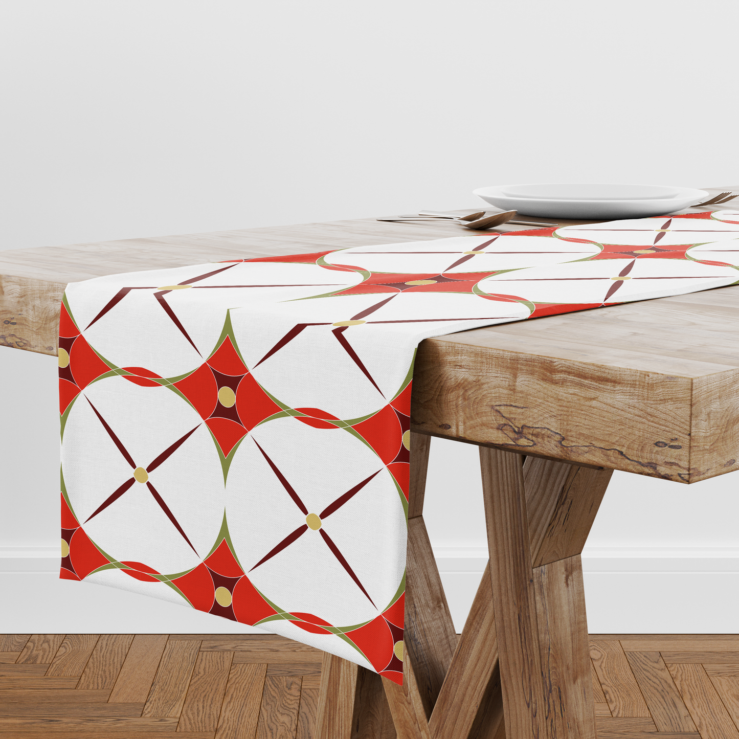 Holiday Abstract Table Runner in Red