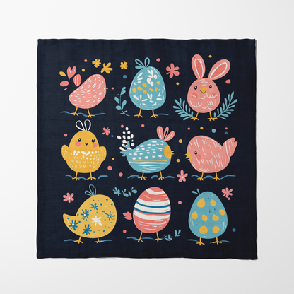 Midnight Blue Easter Napkin in Organic Cotton Voile