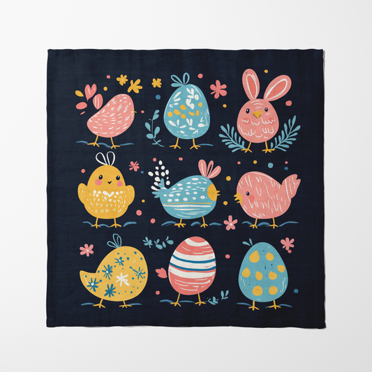 Midnight Blue Easter Napkin in Organic Cotton Voile