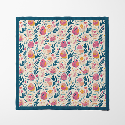 Pink and Yellow Easter Eggs Napkin in Lightweight Linen