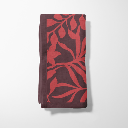 Figi Floral Napkin in Poppy Wine in Organic Cotton Voile