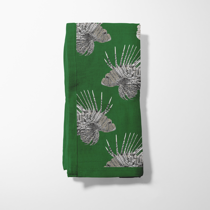 Green King Fish Napkin in Organic Cotton Voile
