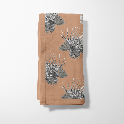 Peach King Fish Napkin in Lightweight Linen