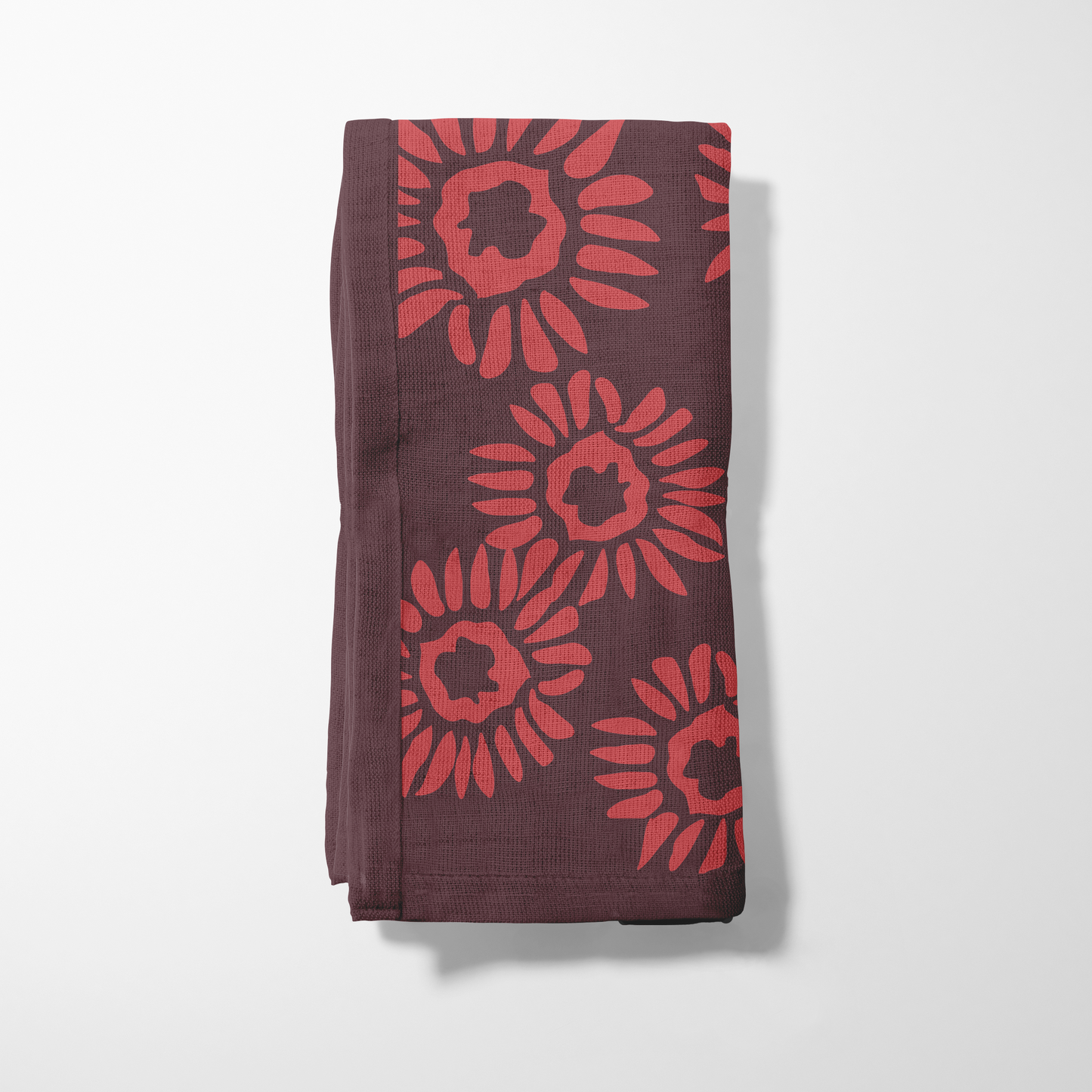 Poppy Wine Daisies Napkin in Lightweight Linen