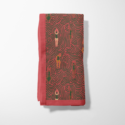 Swimmers in Summer Napkin in Poppy Field in Lightweight Linen