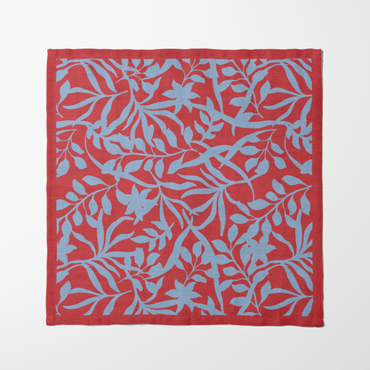 Figi Floral Napkin in Cool Pool Poppy Napkin in Organic Cotton Voile