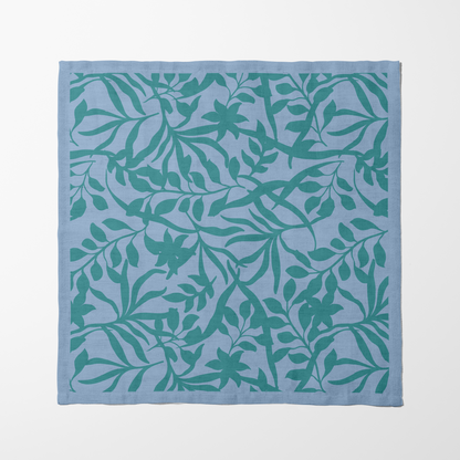 Figi Floral Napkin in Cool Pool Viridian in Organic Cotton Voile
