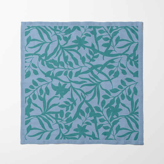 Figi Floral Napkin in Cool Pool Viridian in Lightweight Linen