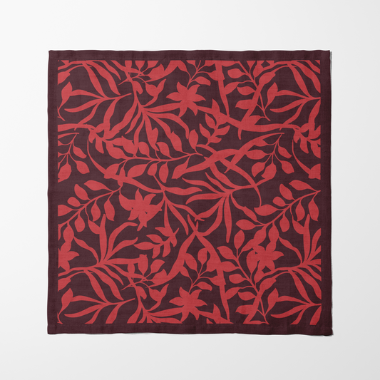 Figi Floral Napkin in Poppy Wine in Lightweight Linen