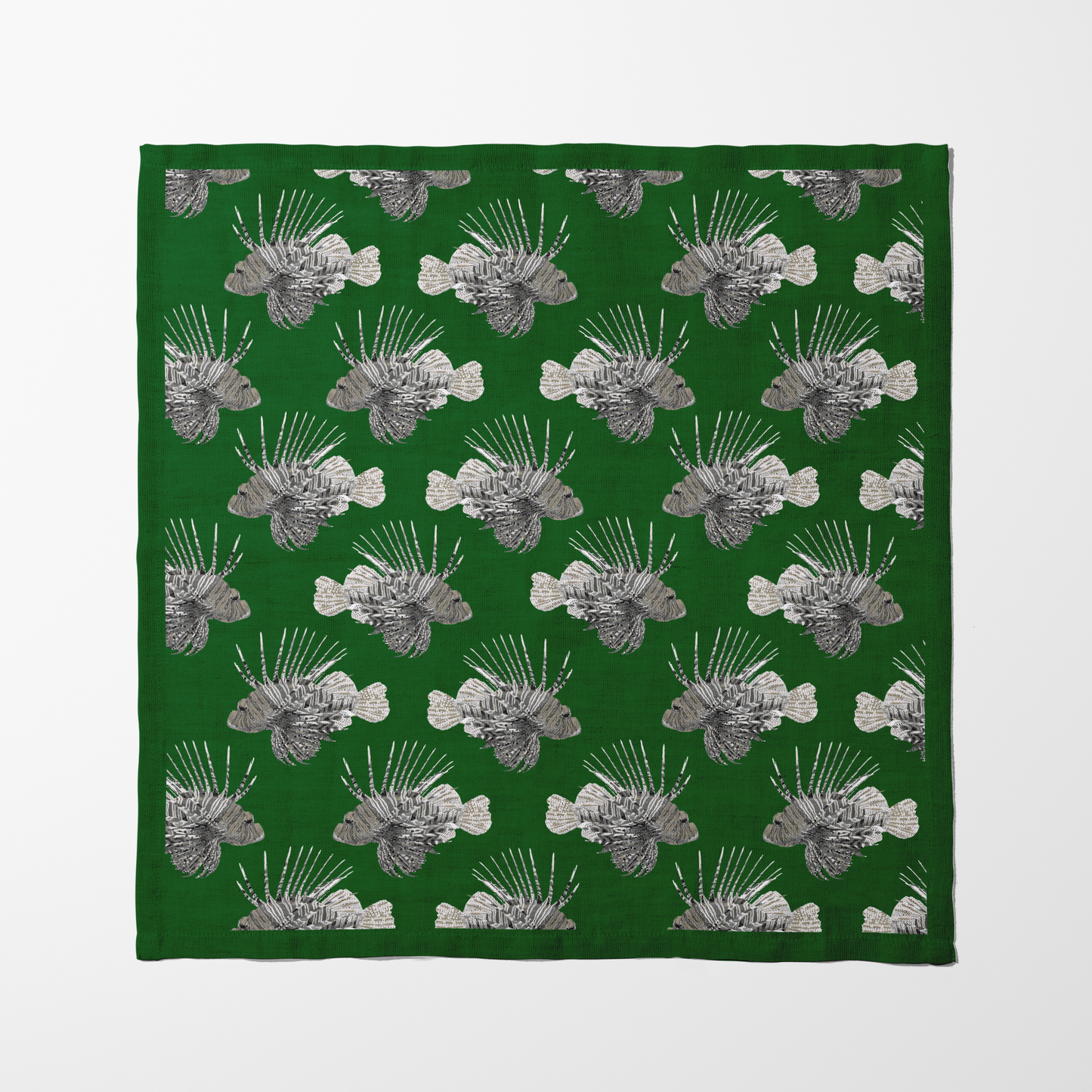 Green King Fish Napkin in Organic Cotton Voile