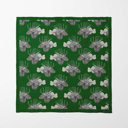 Green King Fish Napkin in Organic Cotton Voile