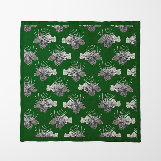 Green King Fish Napkin in Organic Cotton Voile