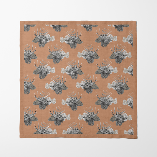 Peach King Fish Napkin in Lightweight Linen