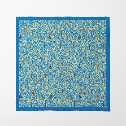 Swimmers in Summer Napkin in Cerulean Lime in Lightweight Linen