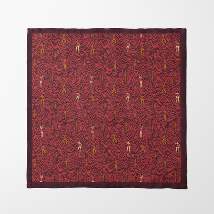 Swimmers in Summer Napkin in Poppy Wine in Lightweight Linen