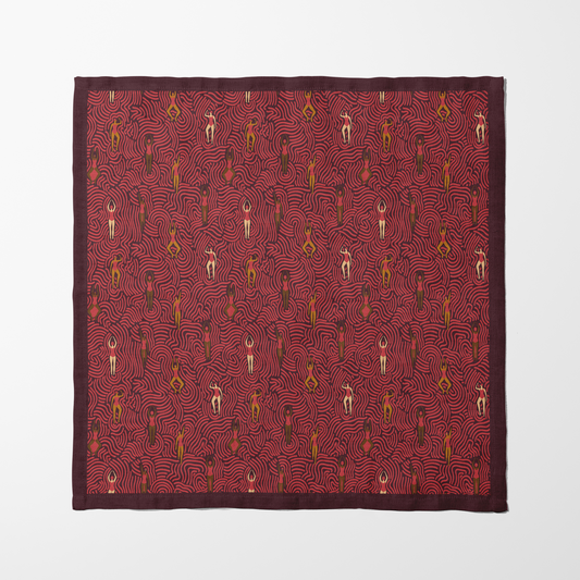 Swimmers in Summer Napkin in Poppy Wine in Lightweight Linen