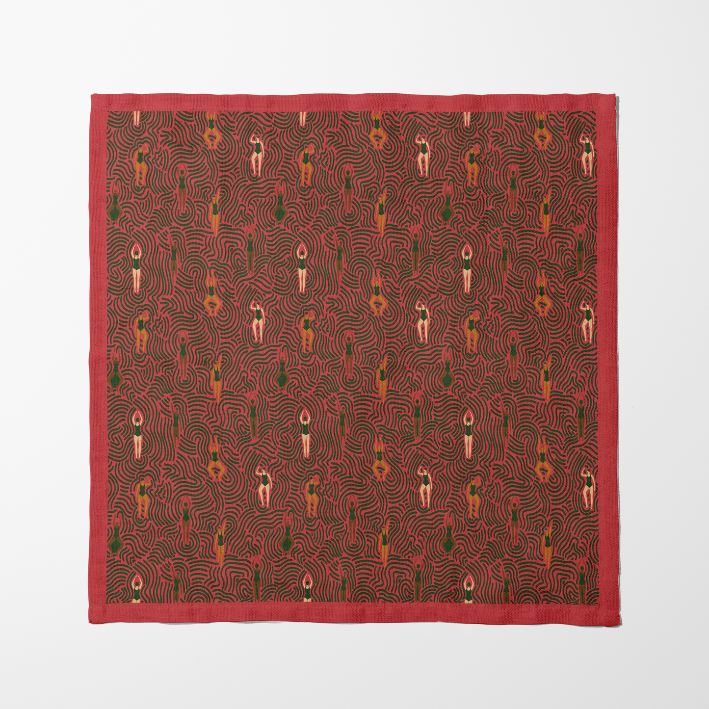 Swimmers in Summer Napkin in Poppy Field in Lightweight Linen
