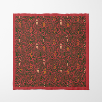 Swimmers in Summer Napkin in Poppy Field in Lightweight Linen