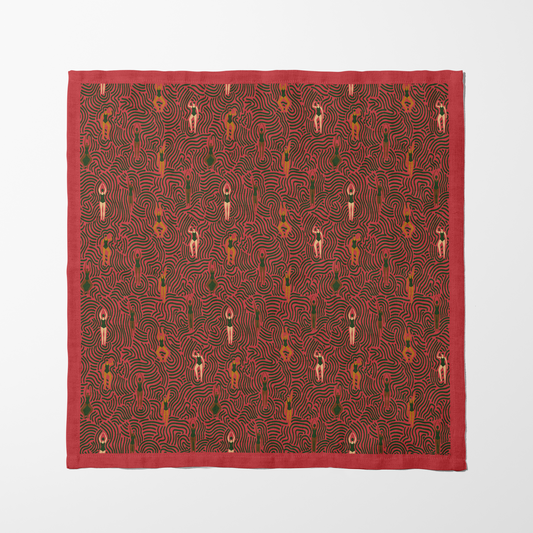 Swimmers in Summer Napkin in Poppy Field in Lightweight Linen