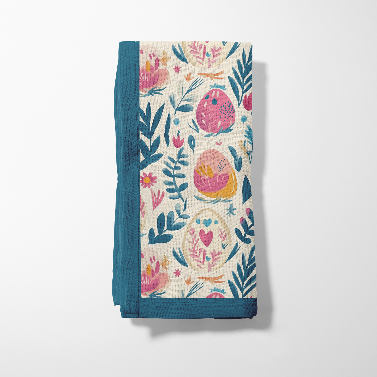 Pink and Yellow Easter Eggs Napkin in Lightweight Linen