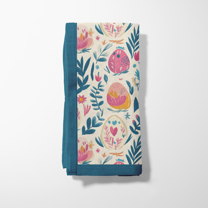 Pink and Yellow Easter Eggs Napkin in Lightweight Linen