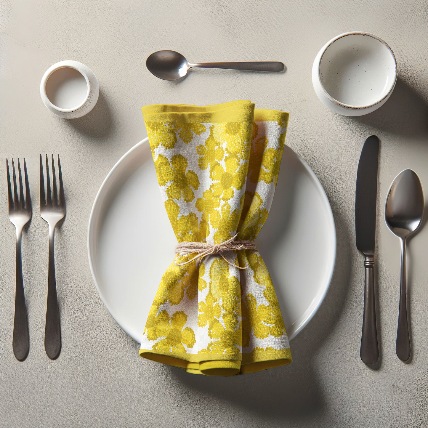 Canary Floral Napkin in Organic Cotton Voile