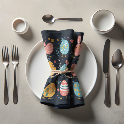 Midnight Blue Easter Napkin in Lightweight Linen
