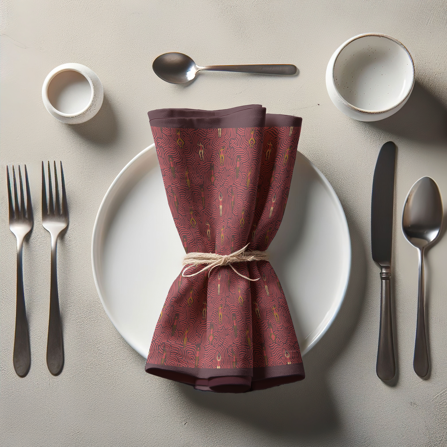 Swimmers in Summer Napkin in Poppy Wine in Lightweight Linen