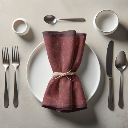 Swimmers in Summer Napkin in Poppy Wine in Lightweight Linen