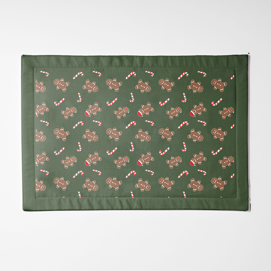 Gingerbread Dudes Placemat in Dark Green