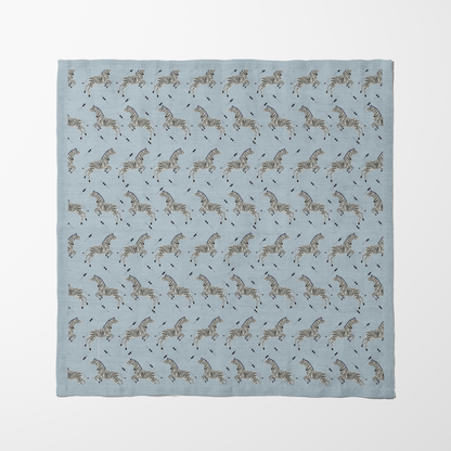 Leaping Zebras Napkin in Ice - Lightweight Linen