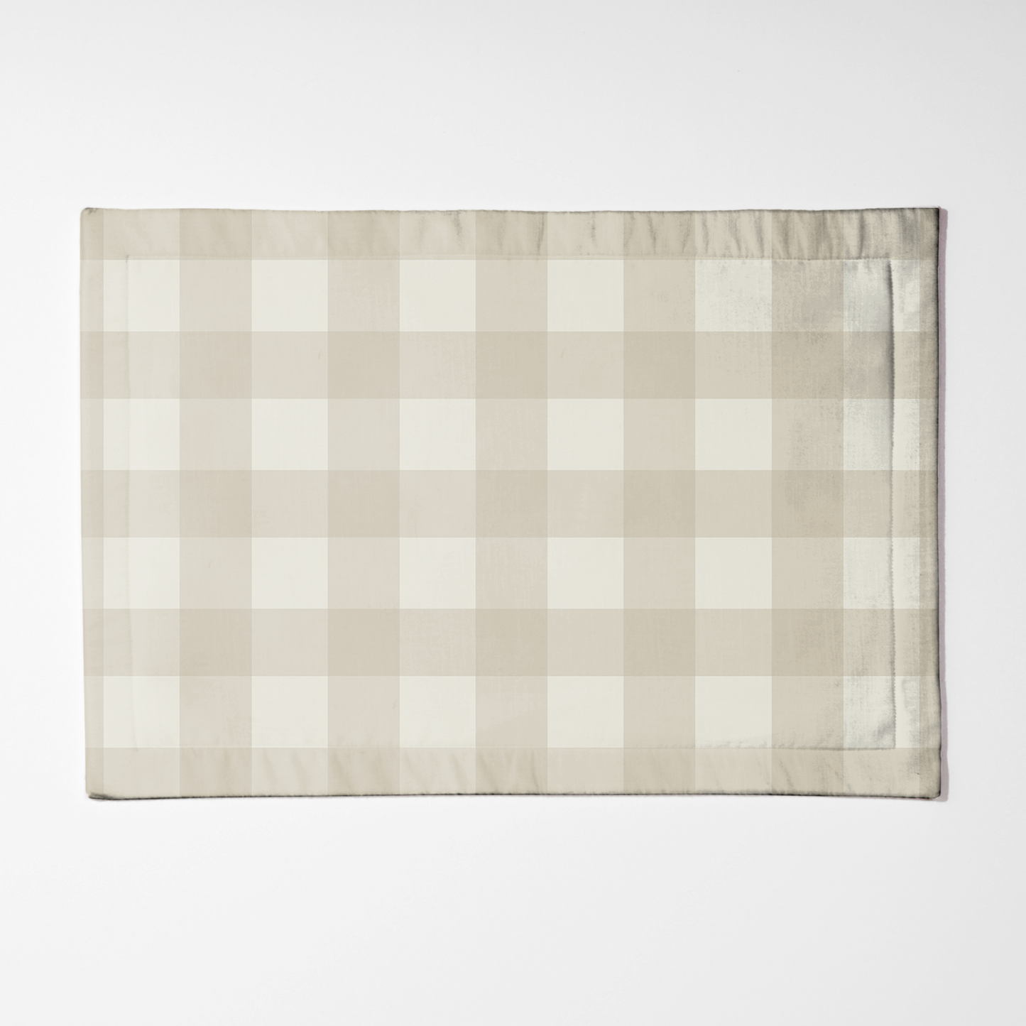 ONE Large Gingham Placemat - Pebble in Mid Cotton Twill