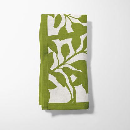 Figi Floral Napkin in Green in Lightweight Linen