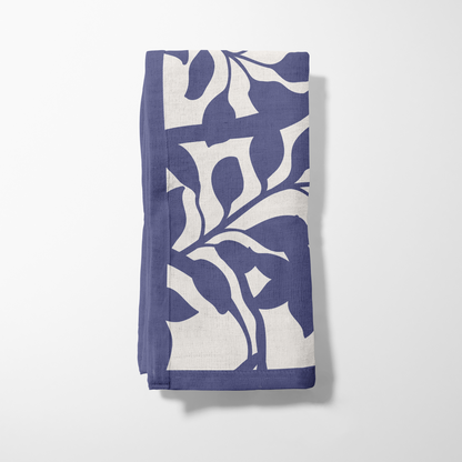 Figi Floral Napkin in Midnight in Lightweight Linen