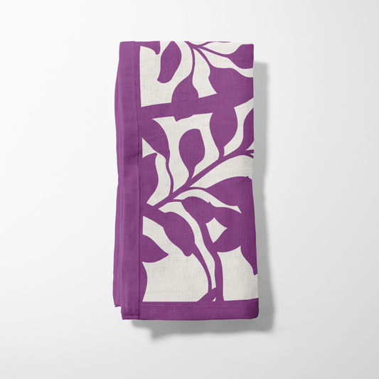 Figi Floral Napkin in Purple in Lightweight Linen