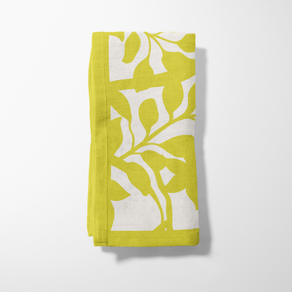 Figi Floral Napkin in Yellow in Organic Cotton Voile