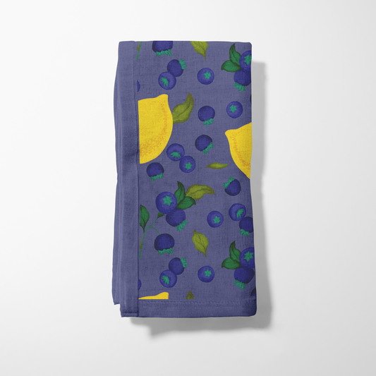 Spring Lemons Napkin in Midnight in Organic Cotton Voile