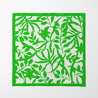 Figi Floral Napkin in Bright Green in Lightweight Linen