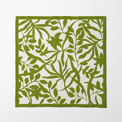 Figi Floral Napkin in Green in Organic Cotton Voile