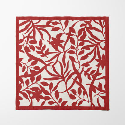 Figi Floral Napkin in Red in Lightweight Linen