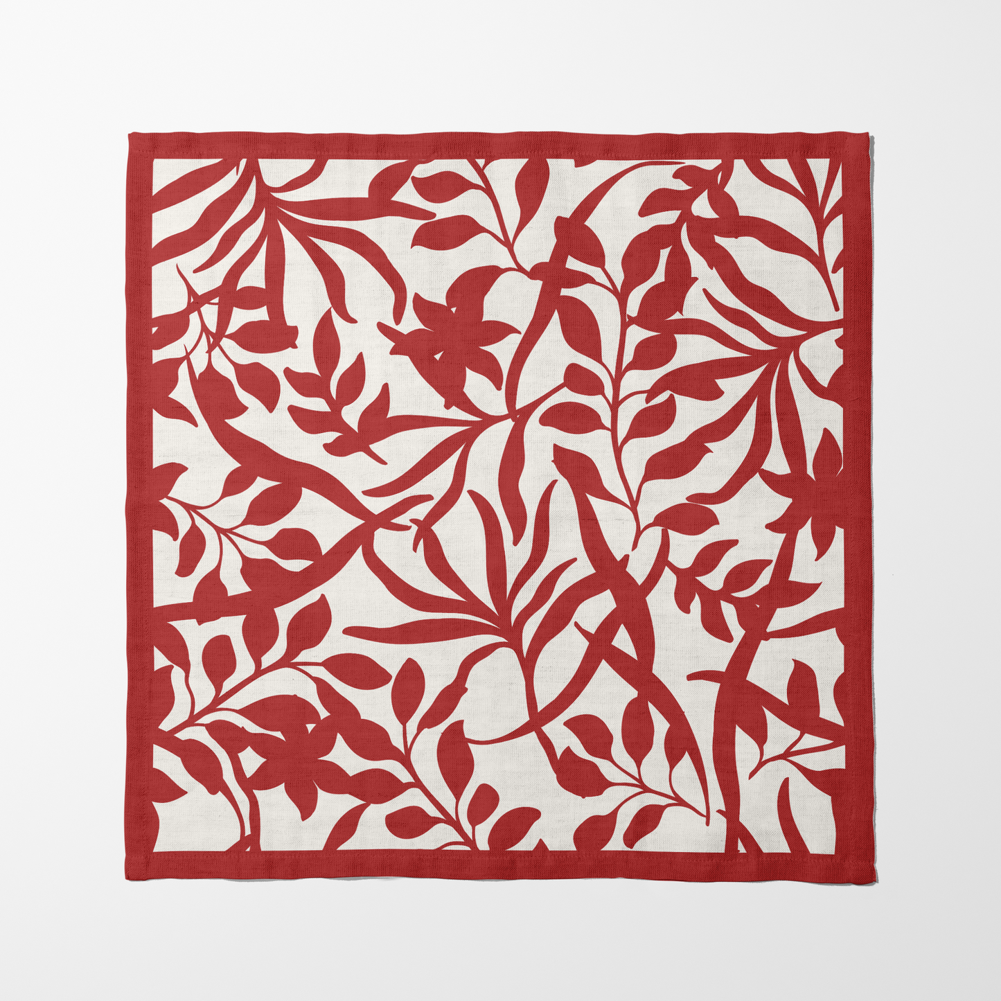 Figi Floral Napkin in Red in Organic Cotton Voile